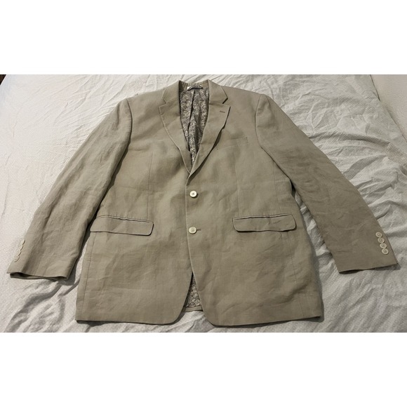 Lauren Ralph Lauren Other - Lauren Ralph Lauren Mens Blazer 44L Tan 100% Linen 2 Button Jacket Coastal Prep